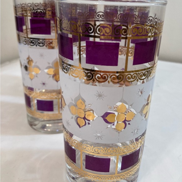 Vintage mid century gold & purple amethyst glassware set of 4 - Picture 11 of 12